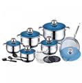 Royalty Line RL-1801B:  18-Piece Stainless Steel Cookware Set with Glass Lid