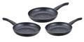 Cenocco Set of 3 Frying Pans with Marble Coating Black