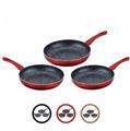 Cenocco Set of 3 Frying Pans with Marble Coating Black