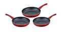 Cenocco Set of 3 Frying Pans with Marble Coating Red