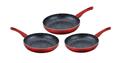 Cenocco Set of 3 Frying Pans with Marble Coating Red