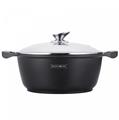 Royalty Line RL-BS28M: Marble Coated Cooking Pot with Glass Lid - 28cm