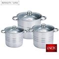 Royalty Line 6 Pieces Stainless Steel Pots Set with Glass Lids