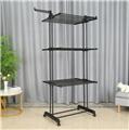 Herzberg HG-8034BB: Moving Clothes Rack - Black