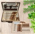 Herzberg HG-K25LB: 25 Pieces Knife and Cutlery Set with Attache Case