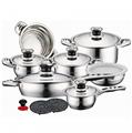 Cheffinger CF-1600S: 16 Pieces Stainless Steel (Inox) Cookware Set