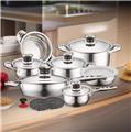 Cheffinger CF-1600S: 16 Pieces Stainless Steel (Inox) Cookware Set