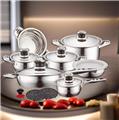 Cheffinger CF-1600S: 16 Pieces Stainless Steel (Inox) Cookware Set