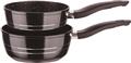 Royalty Line RL-FS2M: 3 Pieces Saucepan Set with Marble Coating Black