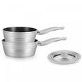 Royalty Line RL-FS2M: 3 Pieces Saucepan Set with Marble Coating Gray