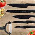 Royalty Line RL-MB5C: 5 Pieces Mable Coated Kitchen Knife Set with Peeler