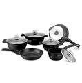 Herzog 16 Pieces Die-Casting Cookware Set Black