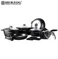 Herzog 16 Pieces Die-Casting Cookware Set Black