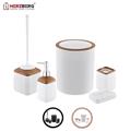 Herzberg HG-OKY5013: 5 Pieces Bathroom Set - Wood Accent White