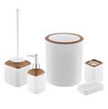 Herzberg HG-OKY5013: 5 Pieces Bathroom Set - Wood Accent White