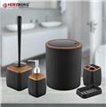 Herzberg HG-OKY5013: 5 Pieces Bathroom Set - Wood Accent Black