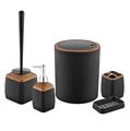 Herzberg HG-OKY5013: 5 Pieces Bathroom Set - Wood Accent Black