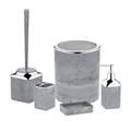 Herzberg HG-OKY5141: 5 Pieces Bathroom Set - Stone Marble Dark gray