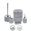 Herzberg HG-OKY5141: 5 Pieces Bathroom Set - Stone Marble Dark gray