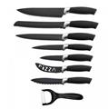 Royalty Line RL-BLK7-W: 7 Pieces Non-Stick Coating Knives Set w/ Peeler-Black