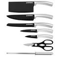 Herzberg 8 Pieces Knife Set with Acrylic Stand - Silver