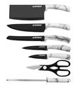 Herzberg HG-MSN8STN: 8 Pieces Knife Set with Acrylic Stand - Stone