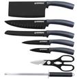 Herzberg 8 Pieces Knife Set with Acrylic Stand - Carbon