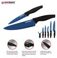 Herzberg HG-KL6BLU: 5 Pieces Marble Coated Knife Set - Blue