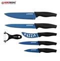 Herzberg HG-KL6BLU: 5 Pieces Marble Coated Knife Set - Blue