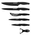 Herzberg 5 Pieces Marble Coated Knife Set - Black Marble