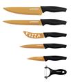 Herzberg HG-KL6GLD: 5 Pieces Marble Coated Knife Set - Gold