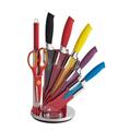 Royalty Line 8 Pieces Rainbow  Ceramic Knife Set with Rotating Holder Stand