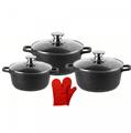 Cheffinger 6 Pieces XXL Cast Aluminum Induction Cooking Pot with Pot Holder