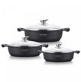 Royalty Line RL-BR1006M:6 Pieces Non-Stick Marble Coated Low Casserole Set