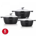 Royalty Line RL-BS1006M: 6 Pieces Non-Stick Marble Coated Casserole Set