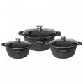 Cheffinger CF-DCS01: 6 Pieces Mable Coated Soup Pot Casserole Set - 20cm,24cm,28cm