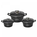 Cheffinger CF-DIAC03: 6 Pieces Diamond Casserole Pot Set - 20cm,24cm,28CM Black