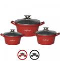 Cheffinger CF-DIAC03: 6 Pieces Diamond Casserole Pot Set - 20cm,24cm,28CM Black