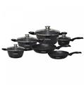 Cheffinger CF-FA1010-BLK: 10 Pieces Marble Coated Cookware Set