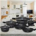 Cheffinger CF-FA1010-BLK: 10 Pieces Marble Coated Cookware Set