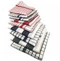 Cenocco CC-9068: White 10 Pieces Vintage Stripe & Plaid Cotton Kitchen Towel Set - 50x70cm