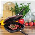 Cheffinger CF-DG32: Marble Coated Reversible Double Grill Pan - 32cm Black