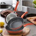 Cheffinger CF-FA03: 3 Pieces Marble Coated Frying Pan Set Red/Black