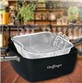 Cheffinger CF-FA04: 4 Pieces Marble Coated Square Deep Frying Pan Set