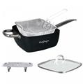 Cheffinger CF-FA04: 4 Pieces Marble Coated Square Deep Frying Pan Set