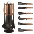 Cheffinger CF-UT02: 6 Pieces Utensil Set with Rotating Stand - Wood