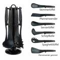 Cheffinger CF-UT03: 6 Pieces Utensil Set with Rotating Stand - Black